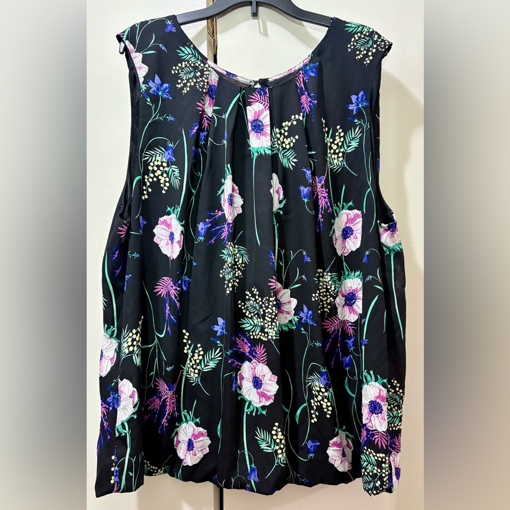 Floral Sleeveless Black Top